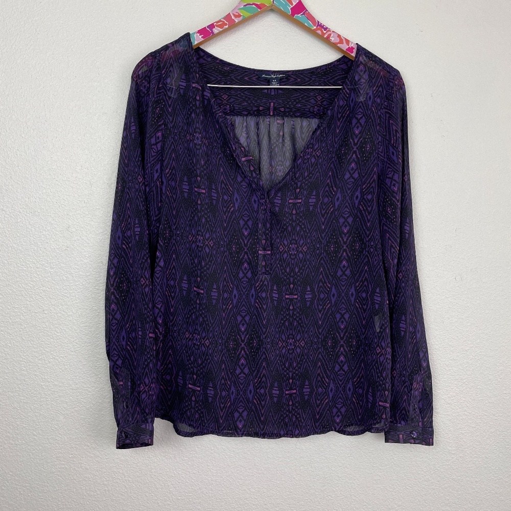 American Eagle blue/purple blouse size M. #59